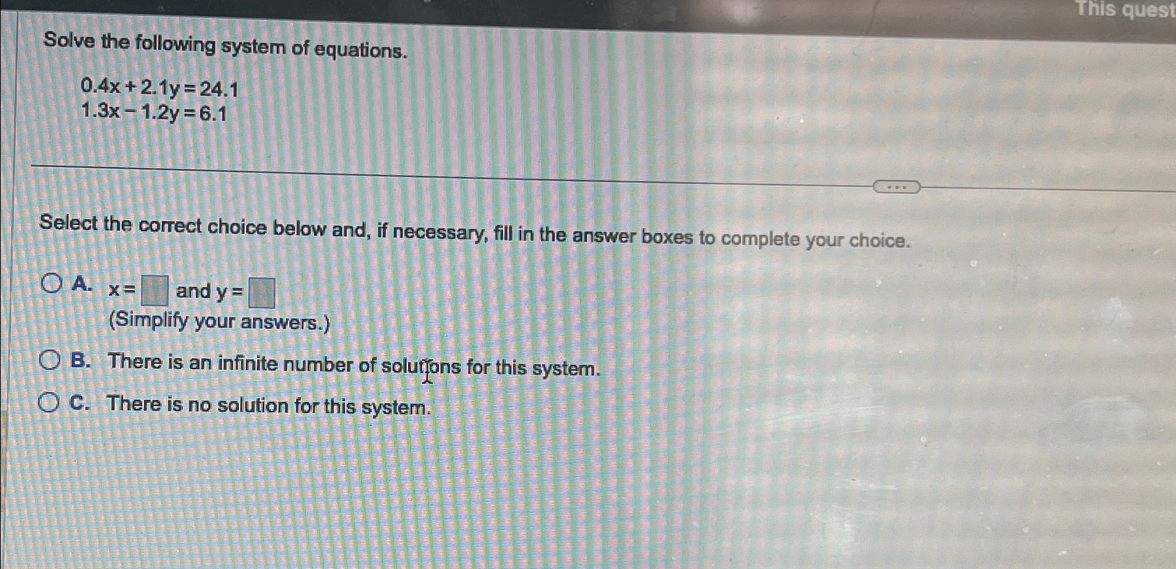 Solved Solve the following system of | Chegg.com