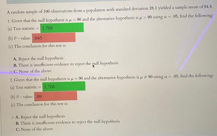 Solved A Random Sample Of 100 Observations From A Population | Chegg.com