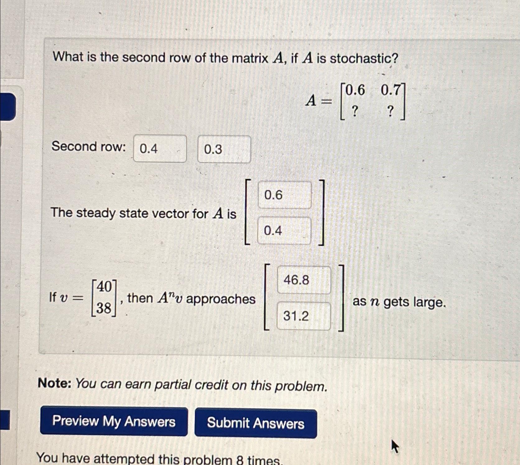 Solved What is the second row of the matrix A, ﻿if A ﻿is | Chegg.com