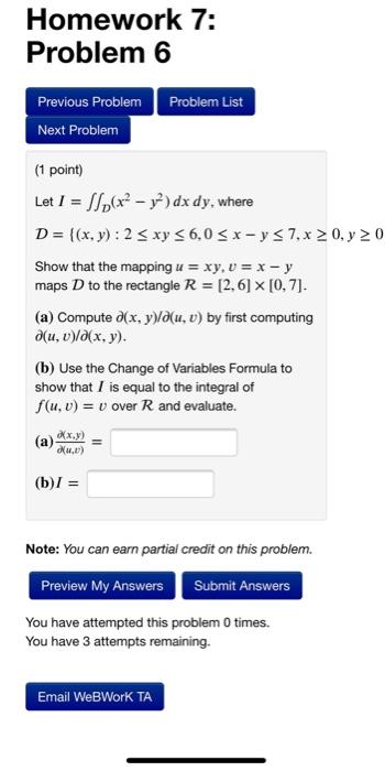 Solved Homework 7: Problem 6 Problem List Previous Problem | Chegg.com