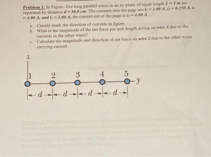 Solved Problem 1 In Figure, five long parallel wires in an