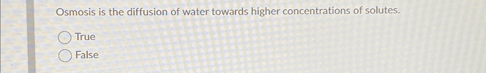Solved Osmosis is the diffusion of water towards higher | Chegg.com