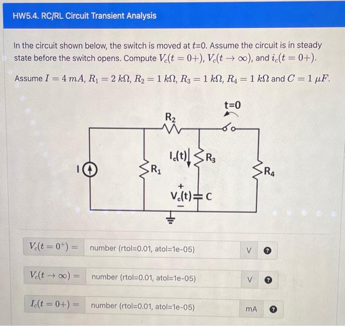 Solved In the circuit shown below, the switch is moved at | Chegg.com