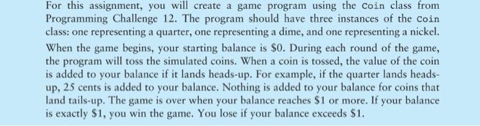 Solved For this assignment, you will create a game program | Chegg.com