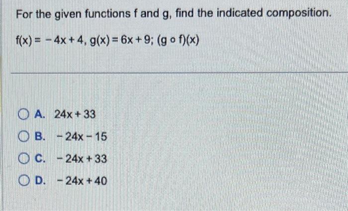 Solved Find Functions F And G So That H X F∘g X