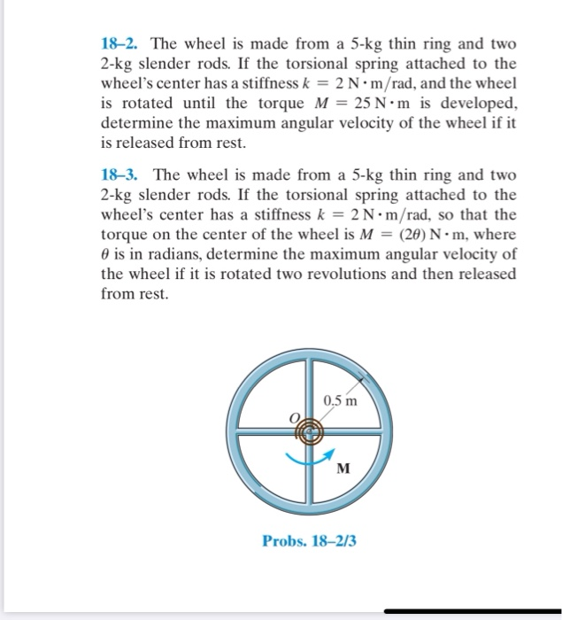 Solved 18–2. The wheel is made from a 5-kg thin ring and two | Chegg.com
