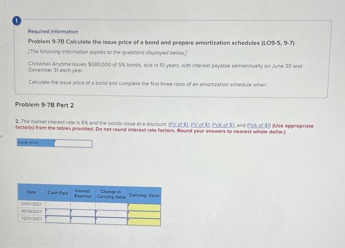 Solved Required information Problem 9-7B Calculate the issue | Chegg.com