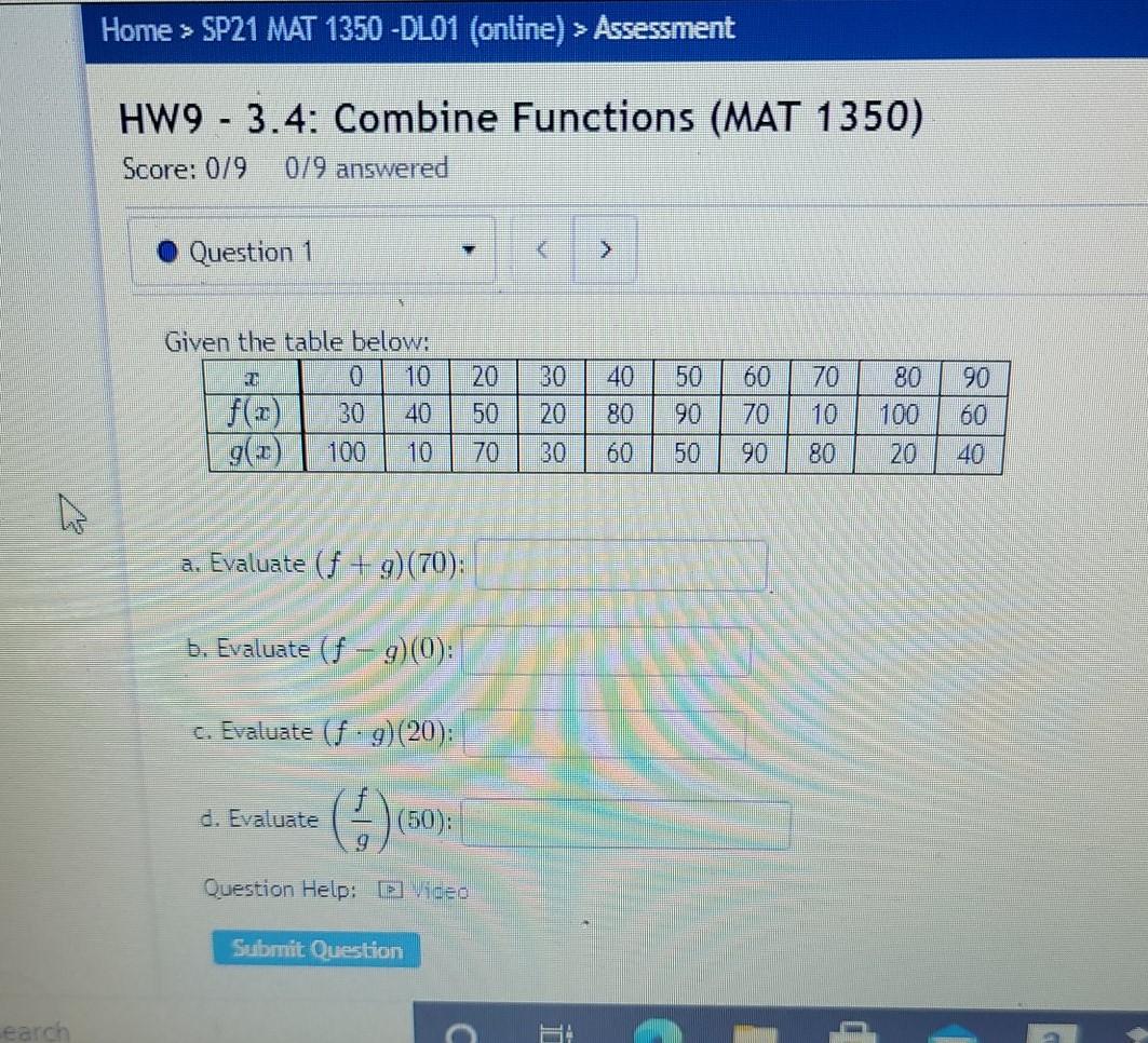 Solved Home > SP21 MAT 1350 -DL01 (online) > Assessment HW9 | Chegg.com