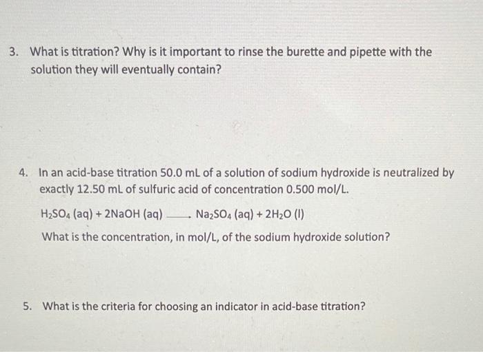 Solved 3. What is titration? Why is it important to rinse