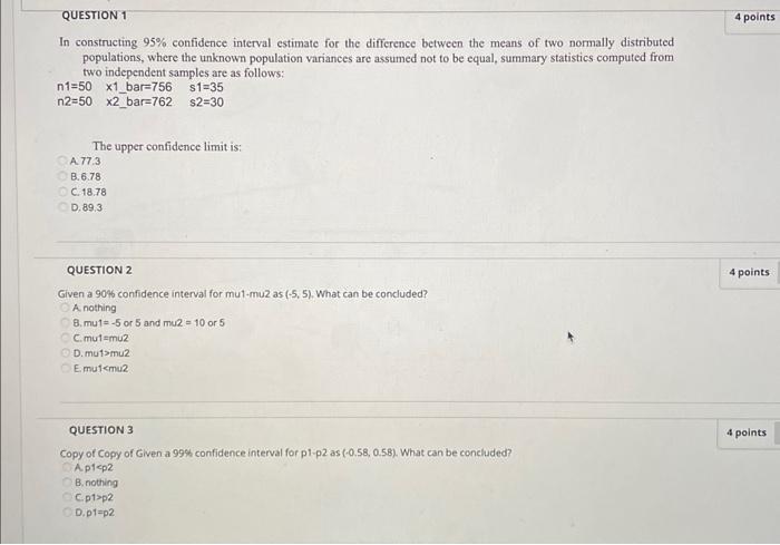Solved In constructing 95% confidence interval estimate for | Chegg.com