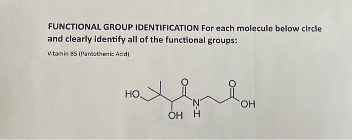 Solved FUNCTIONAL GROUP IDENTIFICATION For each molecule | Chegg.com