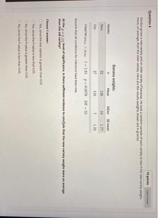 Solved Question 4 10 points Save Answer Gordon grows a new | Chegg.com