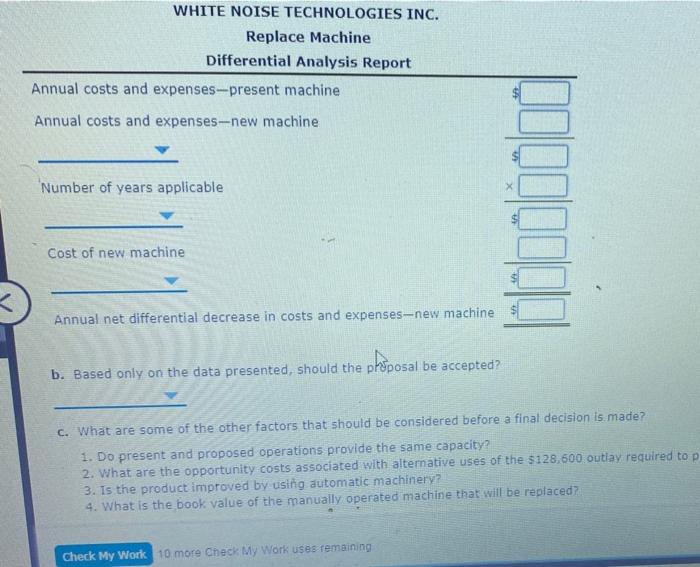 Solved Differential Analysis Report for Machine Replacement | Chegg.com