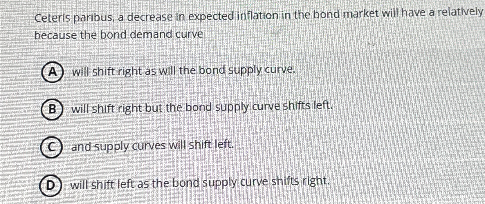 Solved Ceteris paribus, a decrease in expected inflation in | Chegg.com