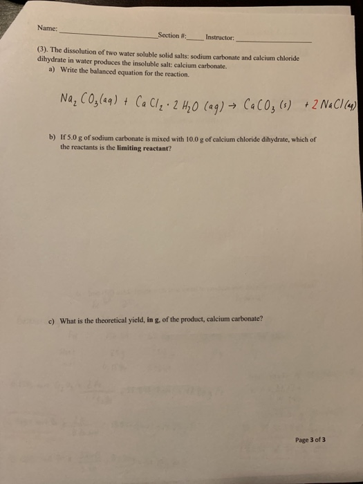 Solved: Name: Section #: Instructor: (3). The Dissolution | Chegg.com Solved: Name: Section #: Instructor: (3). The Dissolution | Chegg.com