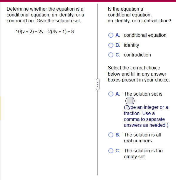 Solved Determine whether the equation is a conditional | Chegg.com