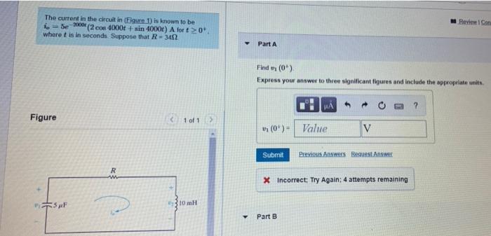Solved Review Con The current in the circuit in Figure 1) is | Chegg.com