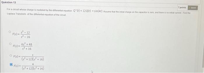 Solved Question 13 7 points For a orcut whose change is | Chegg.com