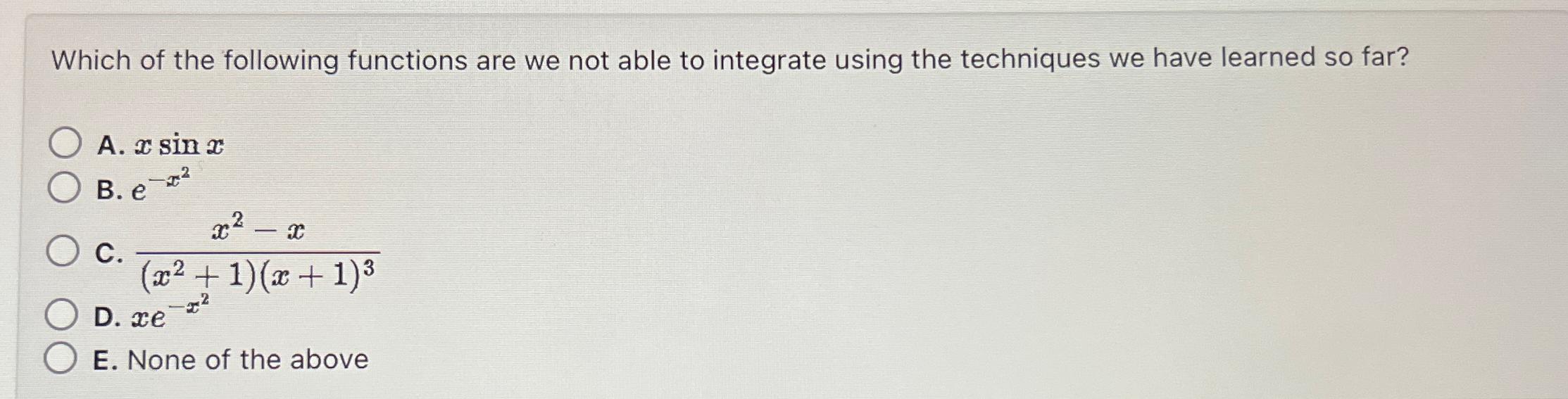 Solved Which of the following functions are we not able to | Chegg.com