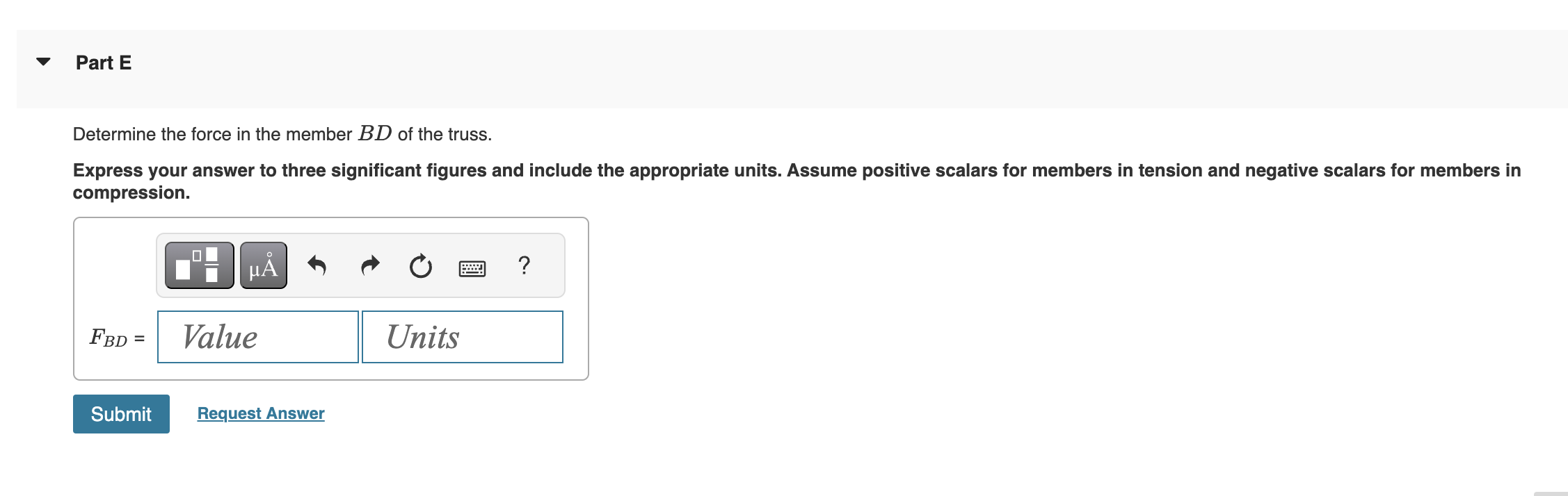 Solved Determine the force in each member of the truss shown | Chegg.com