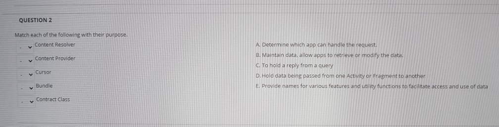 Solved QUESTION 2 Match each of the following with their | Chegg.com