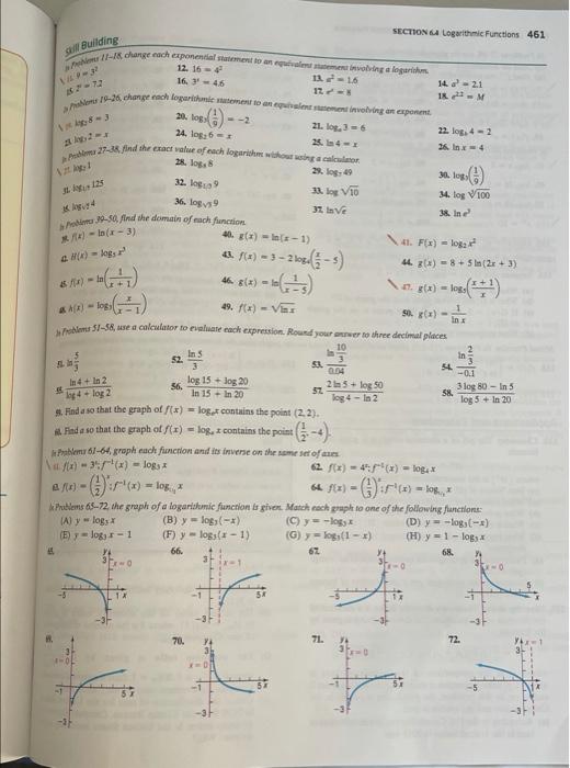 Solved SECTION Logarithmic Functions 461 sal Building 20.10 | Chegg.com