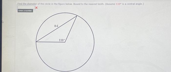 Solved Find the diameter of the circle in the figure below