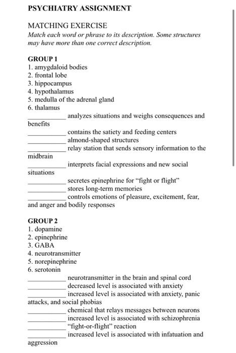 assignment matching exercise 17.02