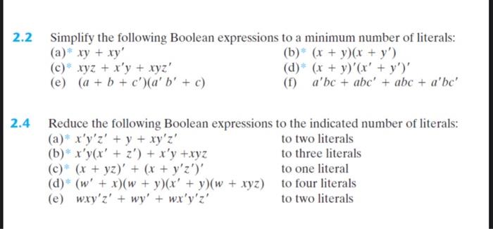 [Solved]: ( .2 ) Simplify The Following Boolean Expressio