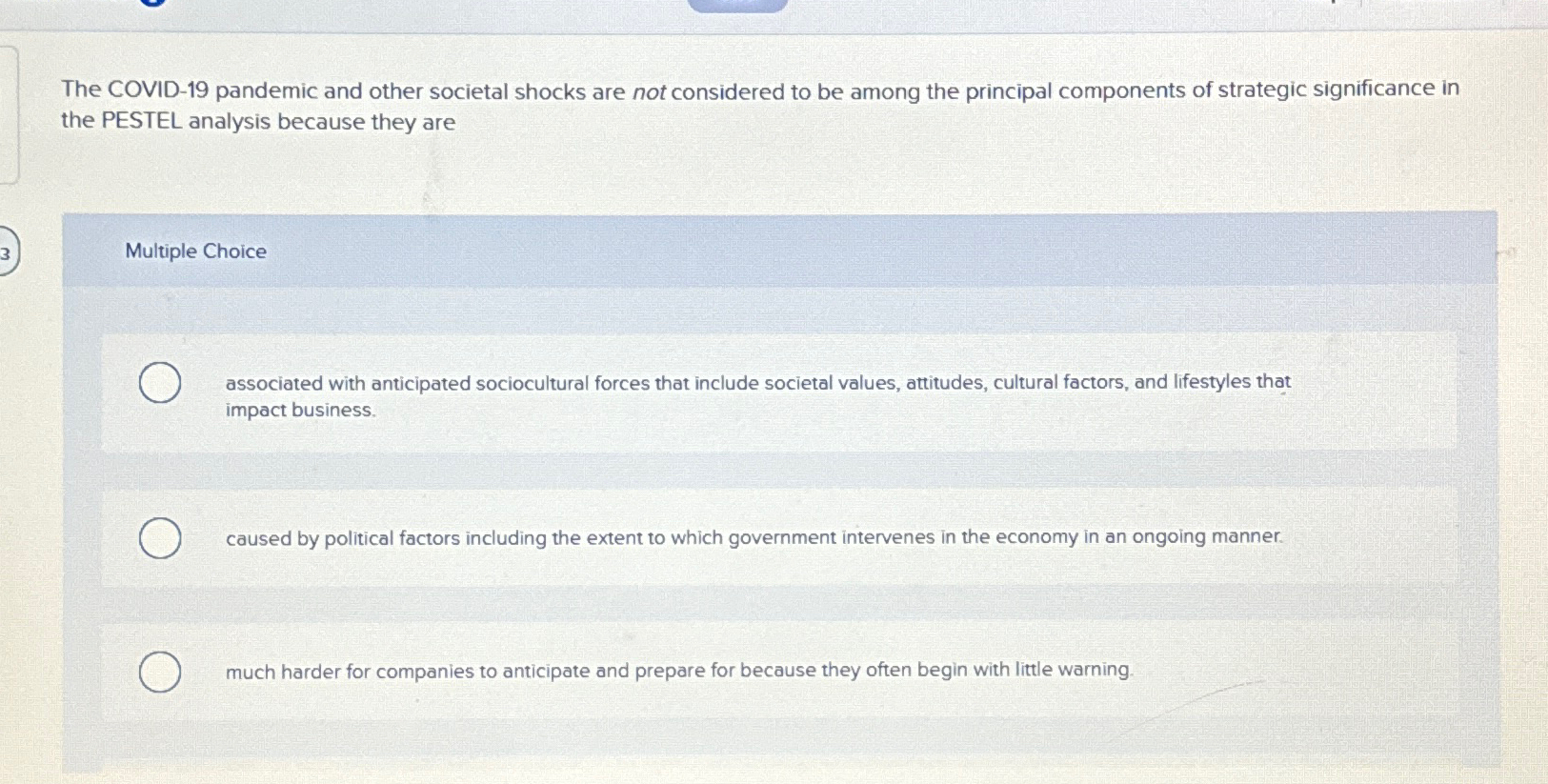 Solved The COVID-19 ﻿pandemic and other societal shocks are | Chegg.com