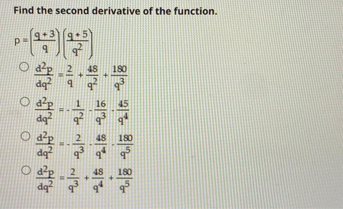 Solved Find the second derivative of the function. | Chegg.com