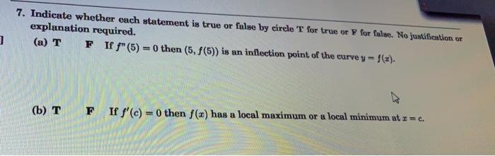 Solved 7. Indicate whether each statement is true or false | Chegg.com