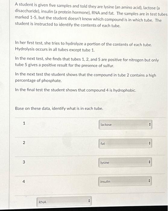 Solved A Student Is Given Five Samples And Told They Are | Chegg.com