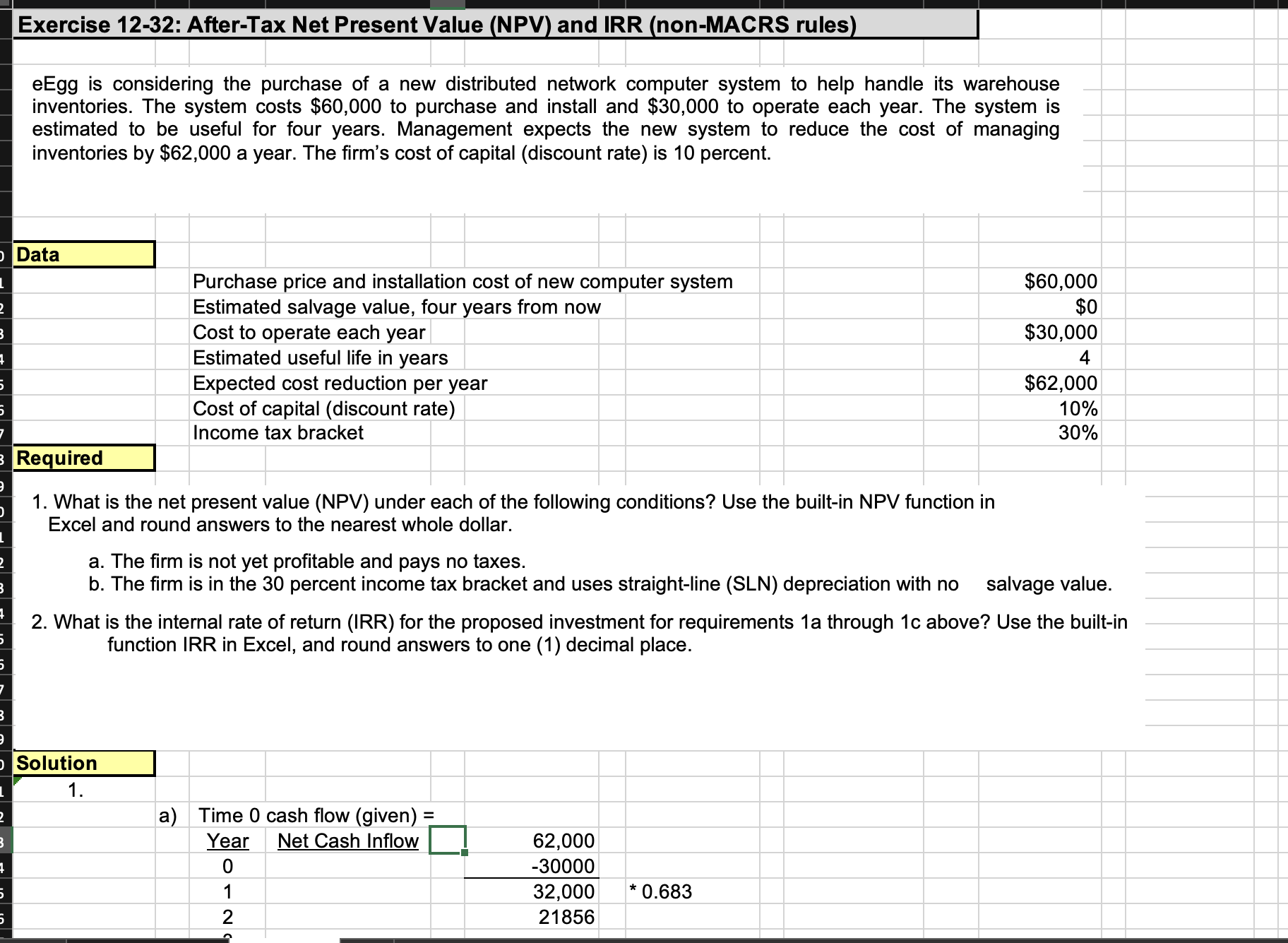 Solved Exercise 12-32: After-Tax Net Present Value (NPV) | Chegg.com