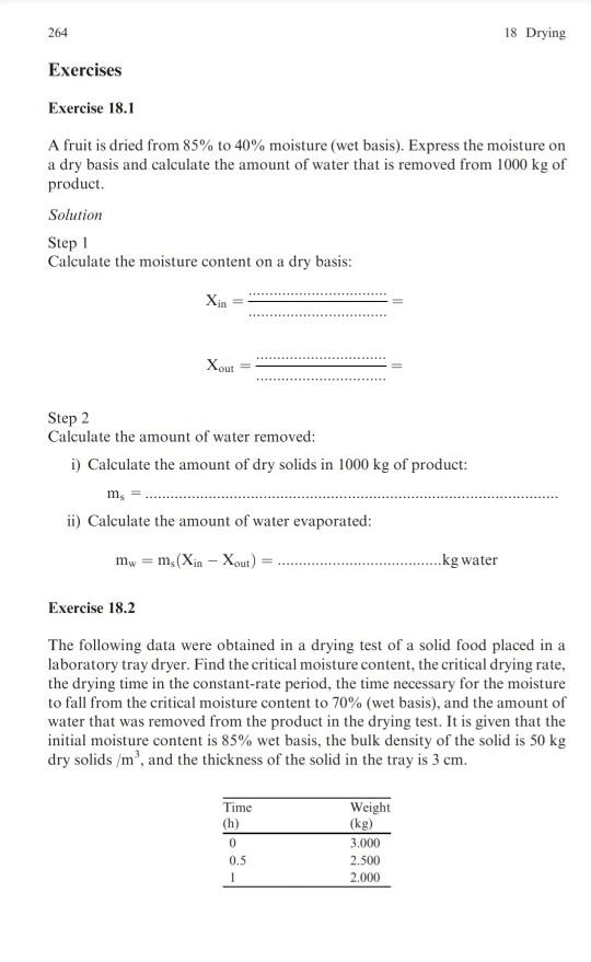 Solved 264 18 Drying Exercises Exercise 18.1 A fruit is