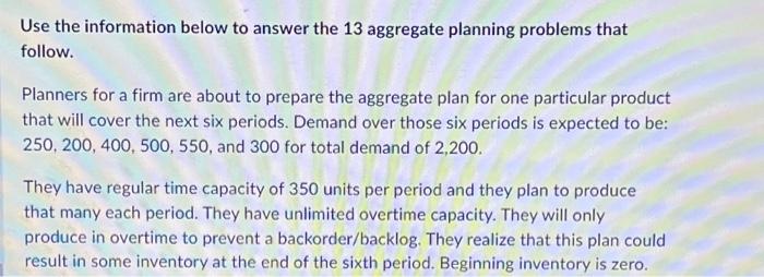 Solved Use The Information Below To Answer The 13 Aggregate | Chegg.com