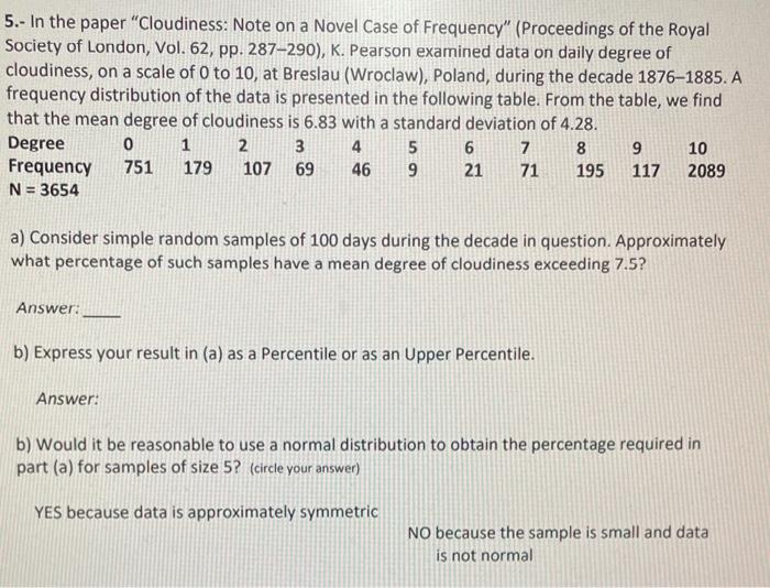 Solved 5. In the paper "Cloudiness Note on a Novel Case of