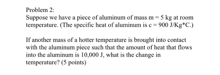 Solved Problem 2: Suppose We Have A Piece Of Aluminum Of | Chegg.com