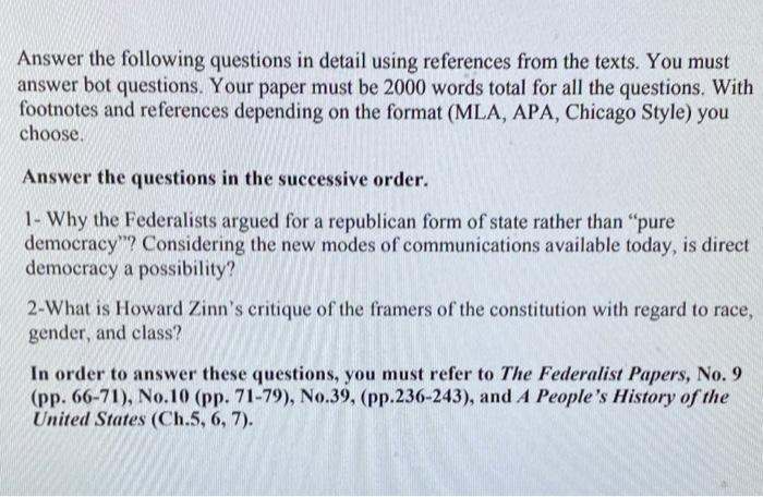 zinn chapter 7 questions and answers