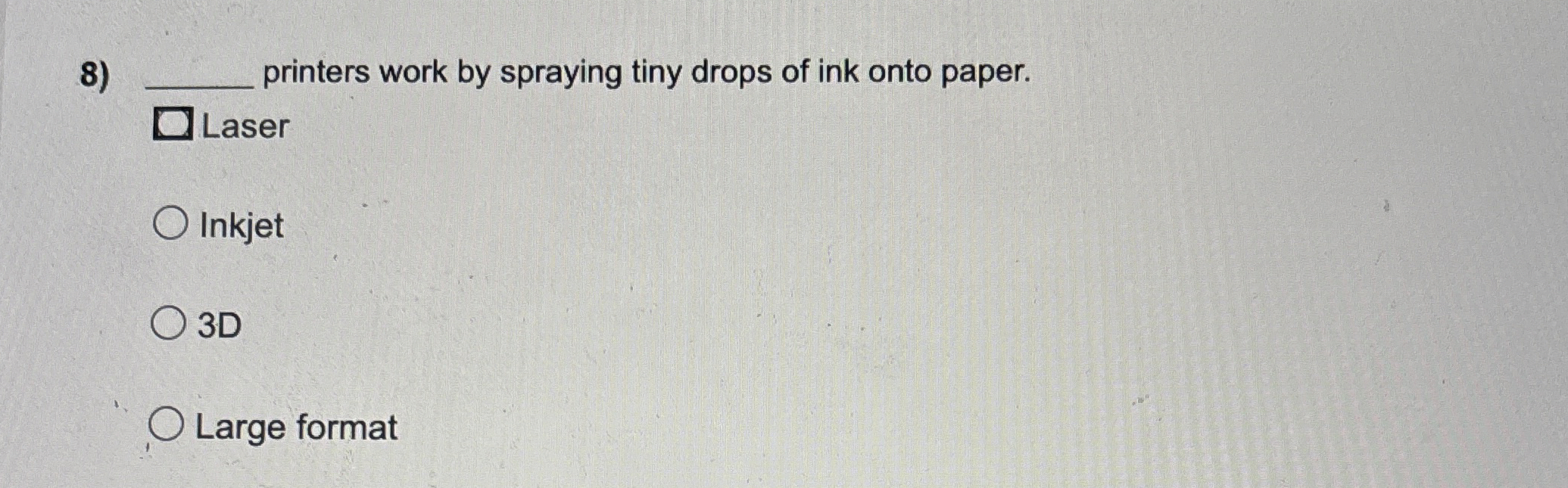 Solved ﻿printers work by spraying tiny drops of ink onto | Chegg.com