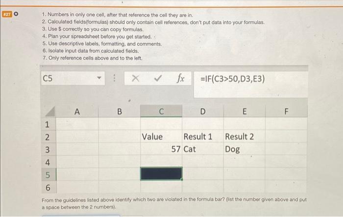 Solved 1. Numbers in only one cell, after that reference the | Chegg.com