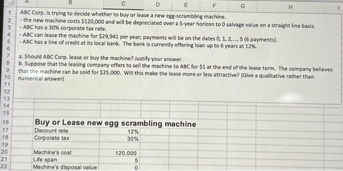 Solved ABC Corp. is trying to decide whether to buy or lease | Chegg.com