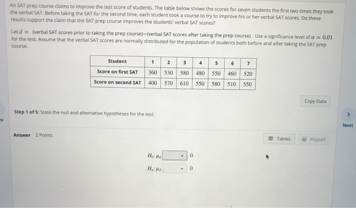 Solved An Sat Prep Course Claims To Improve The Test Score