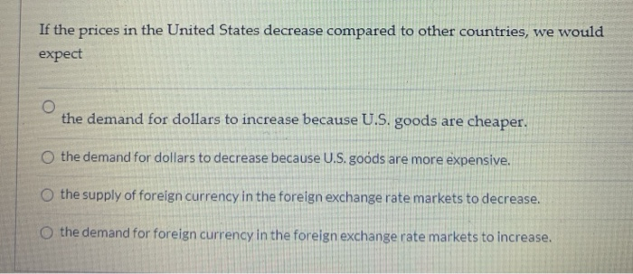Solved If the prices in the United States decrease compared | Chegg.com