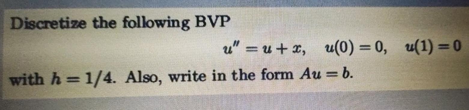 Solved Discretize the following BVP u