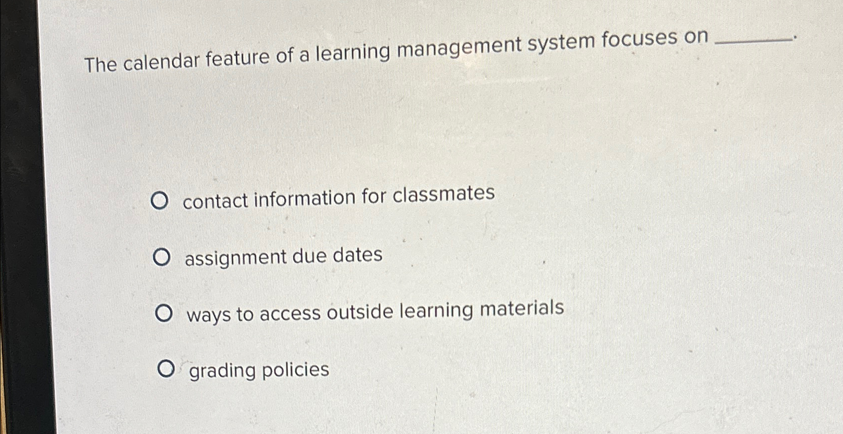 Solved The calendar feature of a learning management system Chegg com