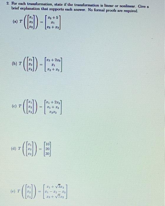Solved 2. For each transformation, state if the | Chegg.com