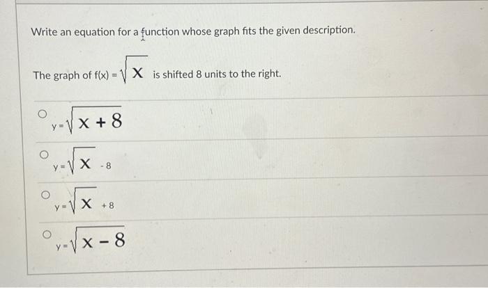 Solved Write an equation for a function whose graph fits the | Chegg.com
