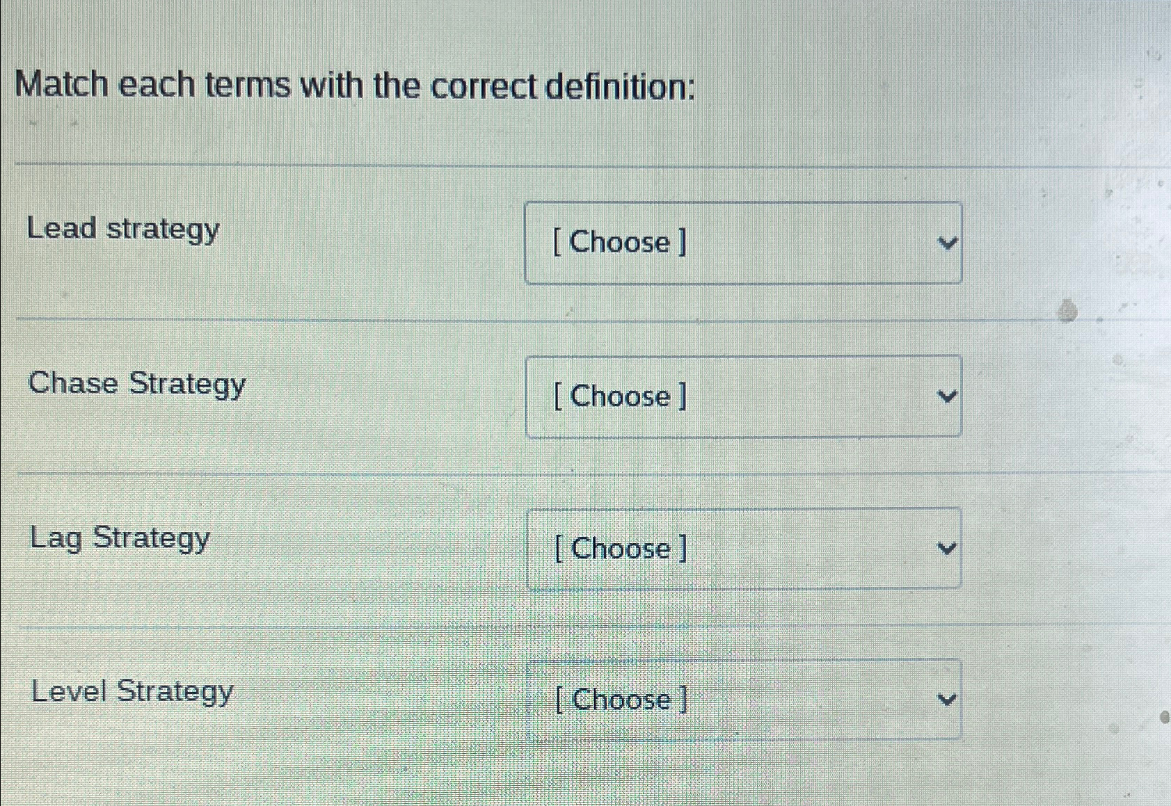 Solved Match each terms with the correct definition:Lead | Chegg.com