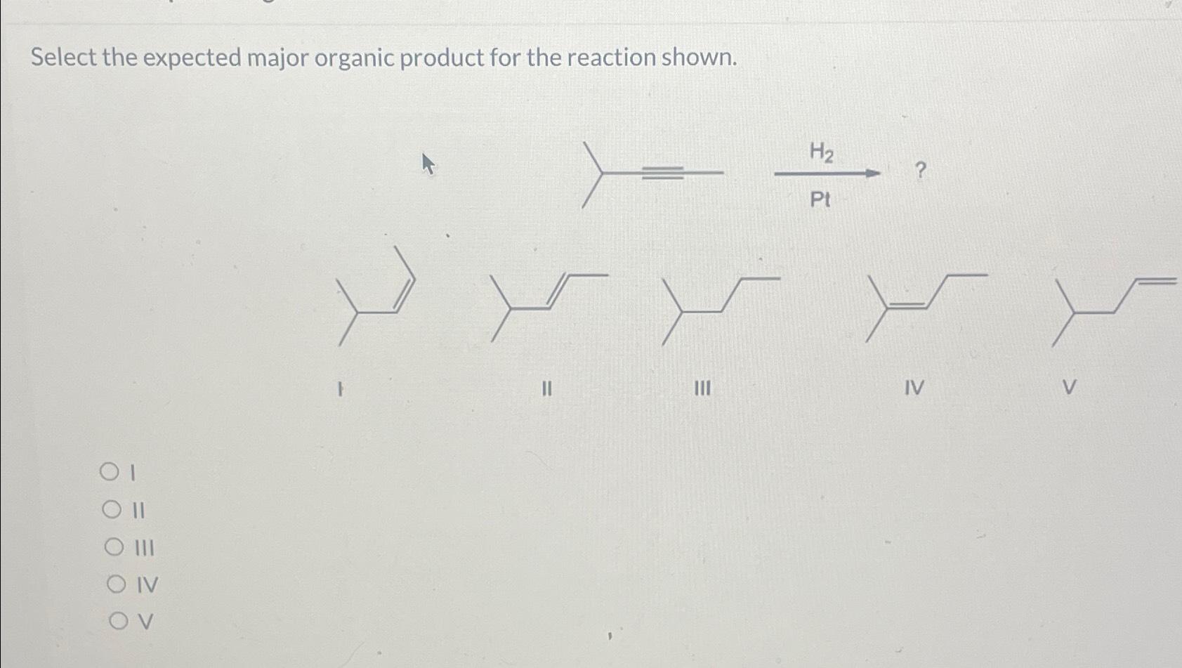 Solved Select the expected major organic product for the | Chegg.com